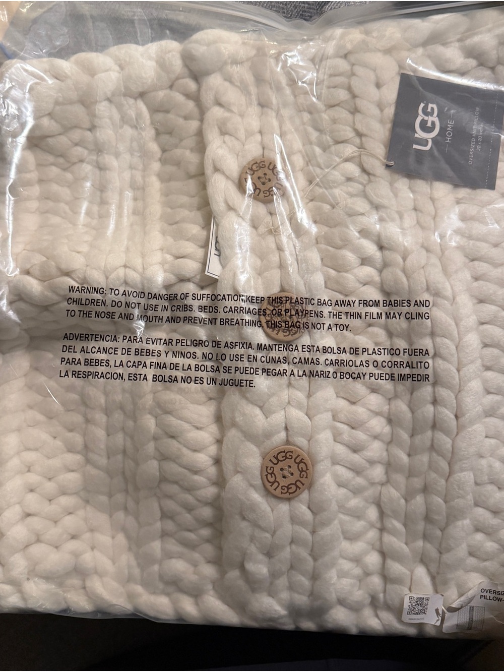 UGG Cream Chunky Knit Decorative Pillow Sham